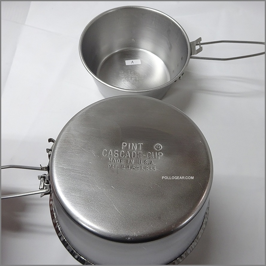 初期 バー付き カスケードカップ<BR>VINTAGE CASCADE CUP<BR>USA製 1PINT リッドバー付き<BR>シェラカップ アメリカ製