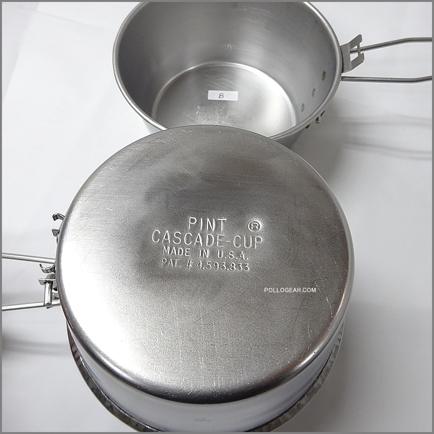 初期 バー付き カスケードカップ<BR>VINTAGE CASCADE CUP<BR>USA製 1PINT リッドバー付き<BR>シェラカップ アメリカ製