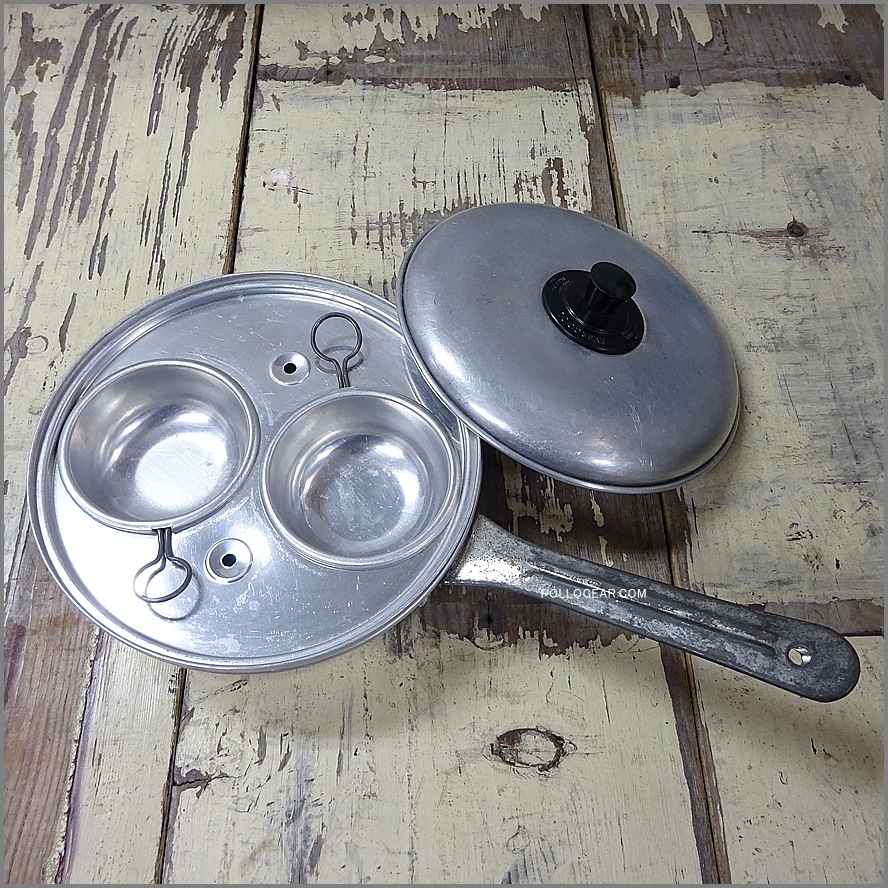 1960年代 エバークール<BR>ビンテージ クッカー<BR>イングランド製 EGG POACHER<BR>HISTON EVERCOOL LIMITED<br>ポーチドエッグ アルミフライパン