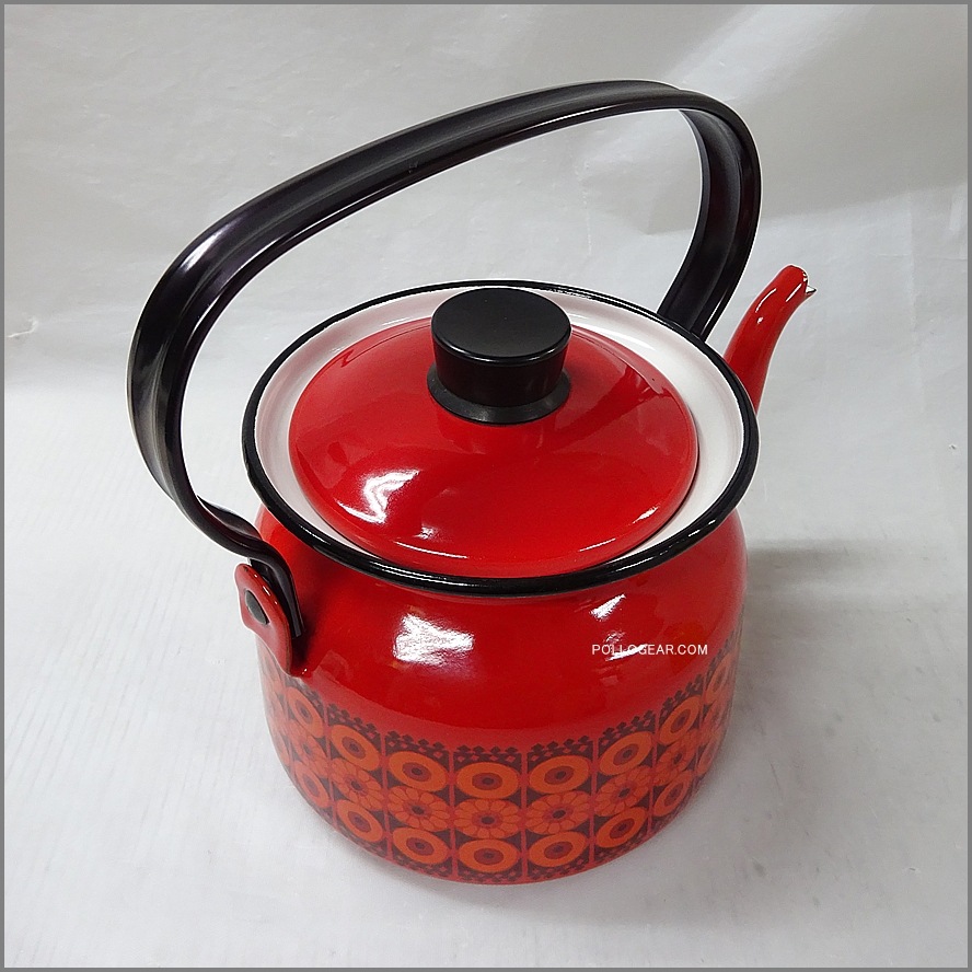 1960年代 北欧 ビンテージ FINEL<BR>フィネル ホーロー ケトル 琺瑯<BR>フィンランド製 フラワー  花柄<BR>RAIJA UOSIKKINEN / KAJ FRANCK<br>エナメルウェア  VINTAGE ARABIA レトロ