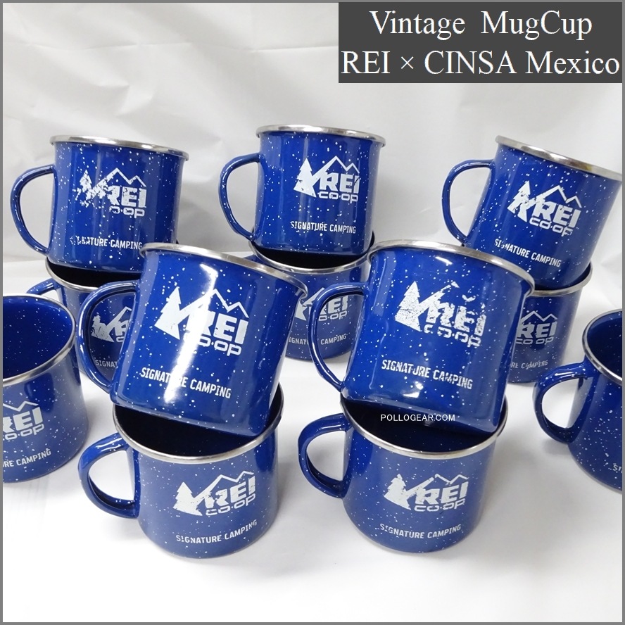 VINTAGE REI × CINSA Mexico<BR>ホーローマグカップ 350ml<BR>エナメルコーティング MUGCUP <BR>琺瑯マグ ビンテージキャンプ <BR>1個のお値段です、数量制限無し
