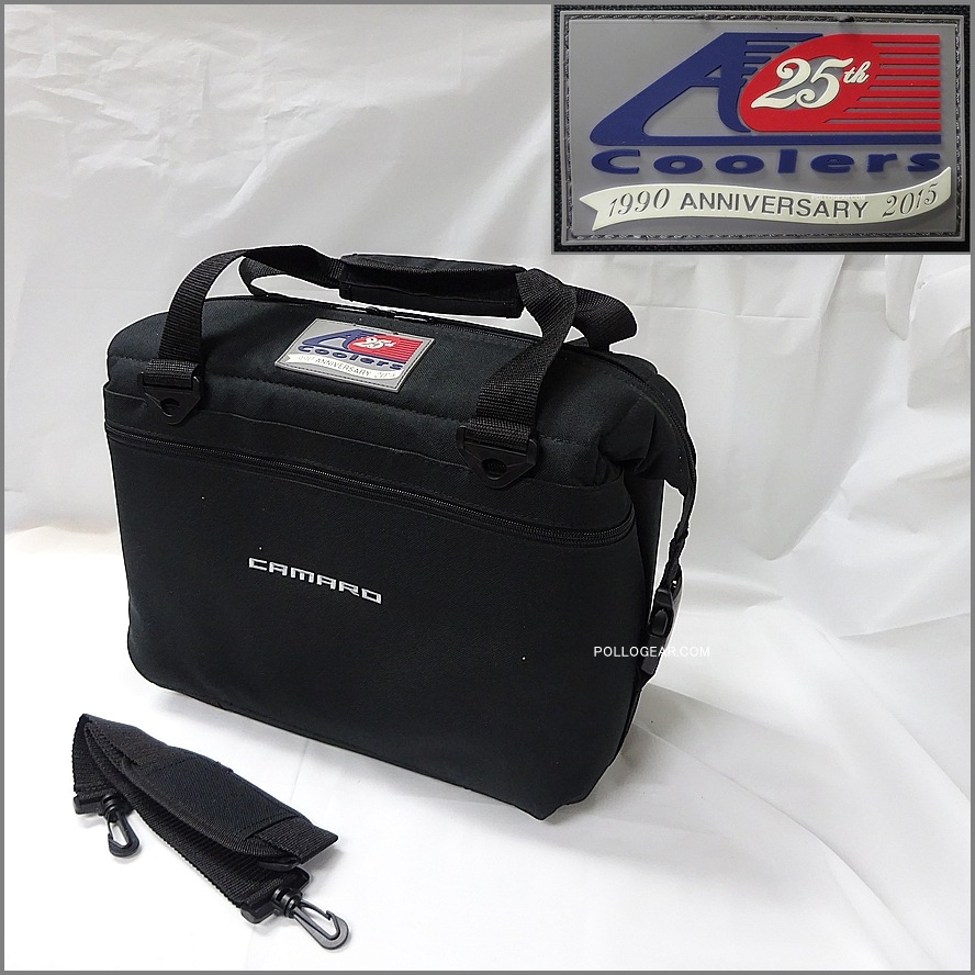 2015年 AOクーラー 限定モデル<BR>Camaro × AO Coolers 12CAN<BR>American Outdoors Coolers<BR>25th アニバーサリー 旧ロゴ<br>12パック ソフトクーラー バッグ<BR>Chevrolet Camaro アメ車 アメリカンビンテージ  