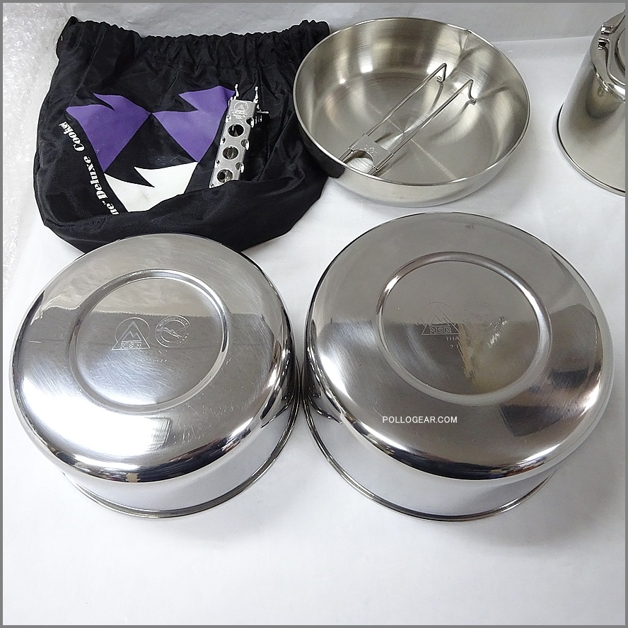 1999年 デッドストック MSR <BR>旧ロゴ ステンレスクッカー<BR>アルパイン ティーケトル<BR>Alpine Deluxe Cook Set<BR>シーガル ビンテージキャンプ 