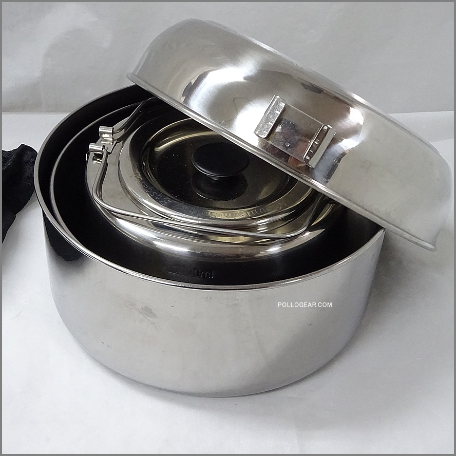 1999年 デッドストック MSR <BR>旧ロゴ ステンレスクッカー<BR>アルパイン ティーケトル<BR>Alpine Deluxe Cook Set<BR>シーガル ビンテージキャンプ 