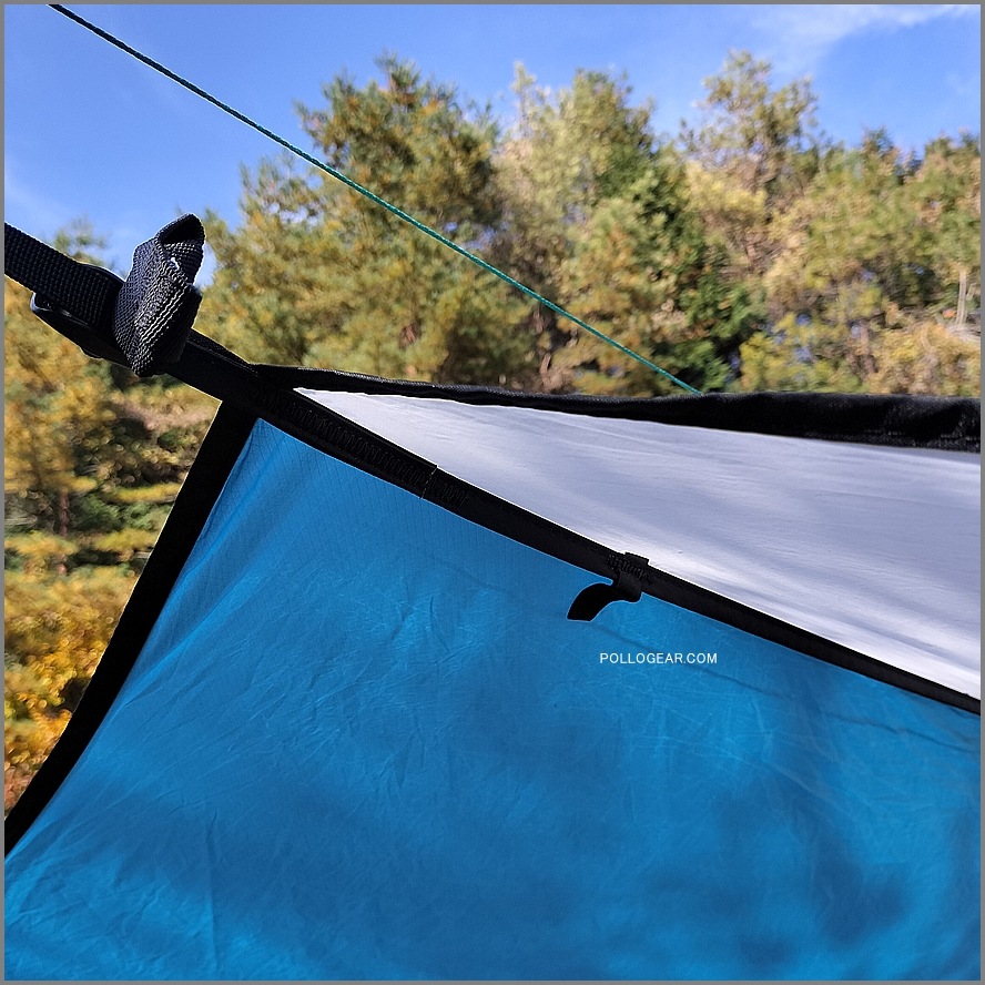 2007年 グラナイトギア 10×12<br>ホワイトライトニングタープ<br>GRANITE GEAR SILTARP<br>シルタープ White Lightning Tarp<br>バイカラー ブルー ホワイト<br>シルナイロン カテナリーカット ULTRALIGHT CLASSIC