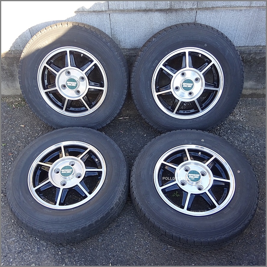 美品 ハヤシ ストリート●PCD100 12インチ 4J +35 JWL-T アルミホイール 軽トラ 軽バン 箱バン スタッドレス 4本SET HAYASHI RACING STREET