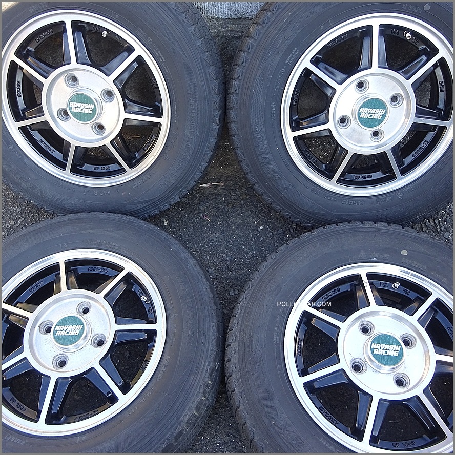 美品 ハヤシ ストリート●PCD100 12インチ 4J +35 JWL-T アルミホイール 軽トラ 軽バン 箱バン スタッドレス 4本SET HAYASHI RACING STREET