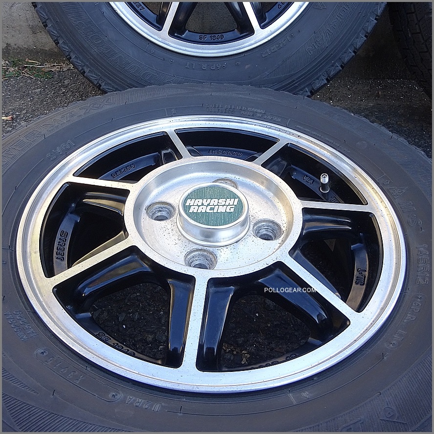 美品 ハヤシ ストリート●PCD100 12インチ 4J +35 JWL-T アルミホイール 軽トラ 軽バン 箱バン スタッドレス 4本SET HAYASHI RACING STREET