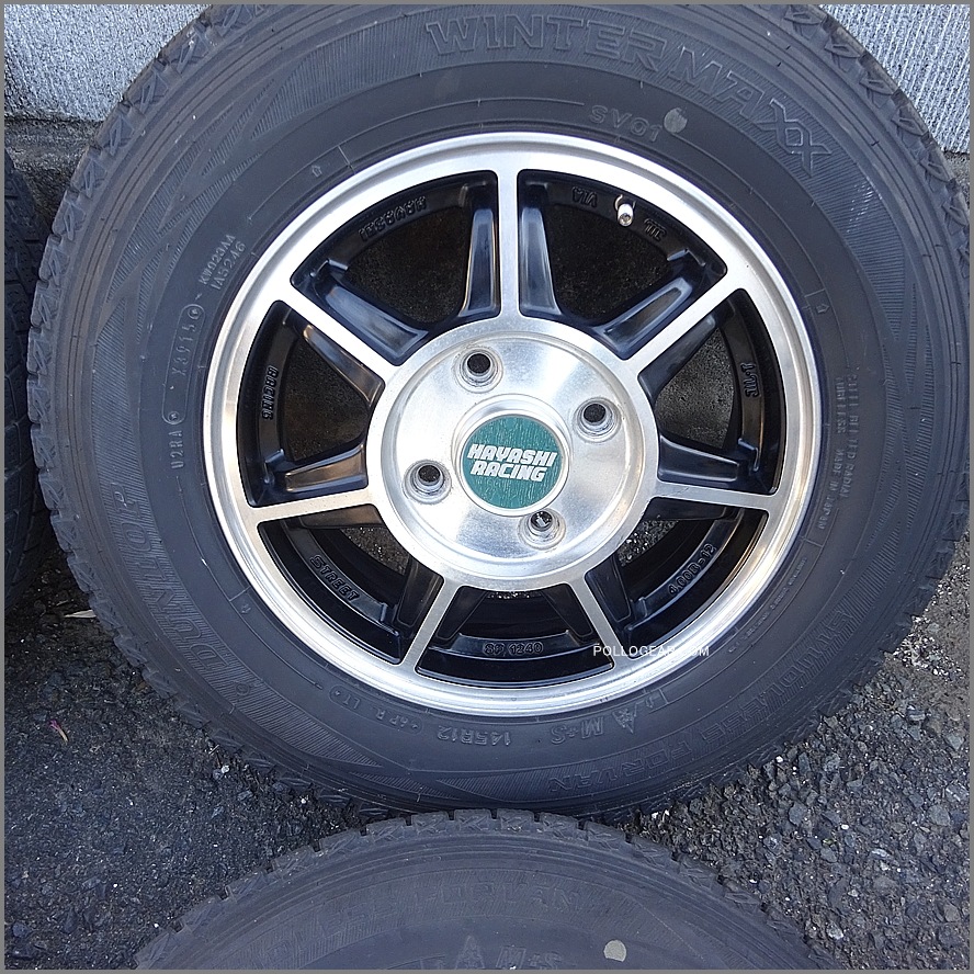 美品 ハヤシ ストリート●PCD100 12インチ 4J +35 JWL-T アルミホイール 軽トラ 軽バン 箱バン スタッドレス 4本SET HAYASHI RACING STREET