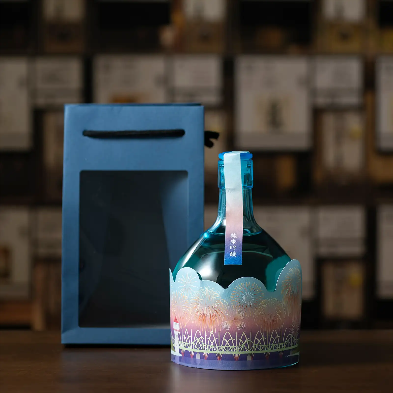 【数量限定】越後 お福正宗 斗瓶型花火ラベル 純米吟醸 720ml（手提げ袋入）