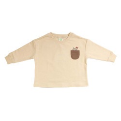 ねずみくんのチョッキ　キッズトレーナー　ポケット付き　アイボリー　９０ｃｍ