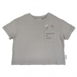 ねずみくんのチョッキ　キッズ半袖Ｔシャツ（傘刺繍ブラウン　８０ｃｍ）