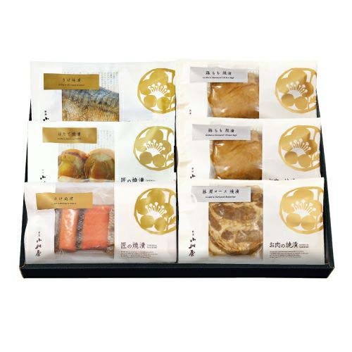 焼漬詰合せ ZH5<化粧箱付>さけ×1袋 さば×1袋 ほたて×1袋 豚肩ロース×1袋 鶏もも×2袋