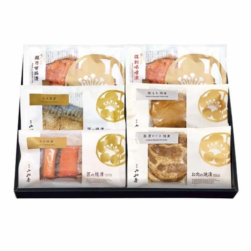 手間なし味くらべ TH5 <化粧箱付> 焼き上げ越乃甘粕漬 さけ×1袋 焼き上げ復刻味噌漬 さけ×1袋 匠の焼漬 さけ×1袋 さば×1袋 お肉の焼漬 豚肩ロース×1袋 鶏もも×1袋