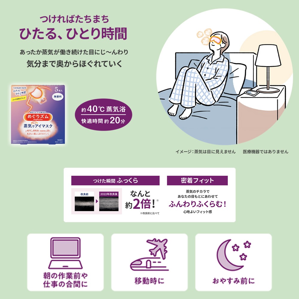花王 めぐりズム 蒸気でホットアイマスク カモミールの香り 5枚入 24個
