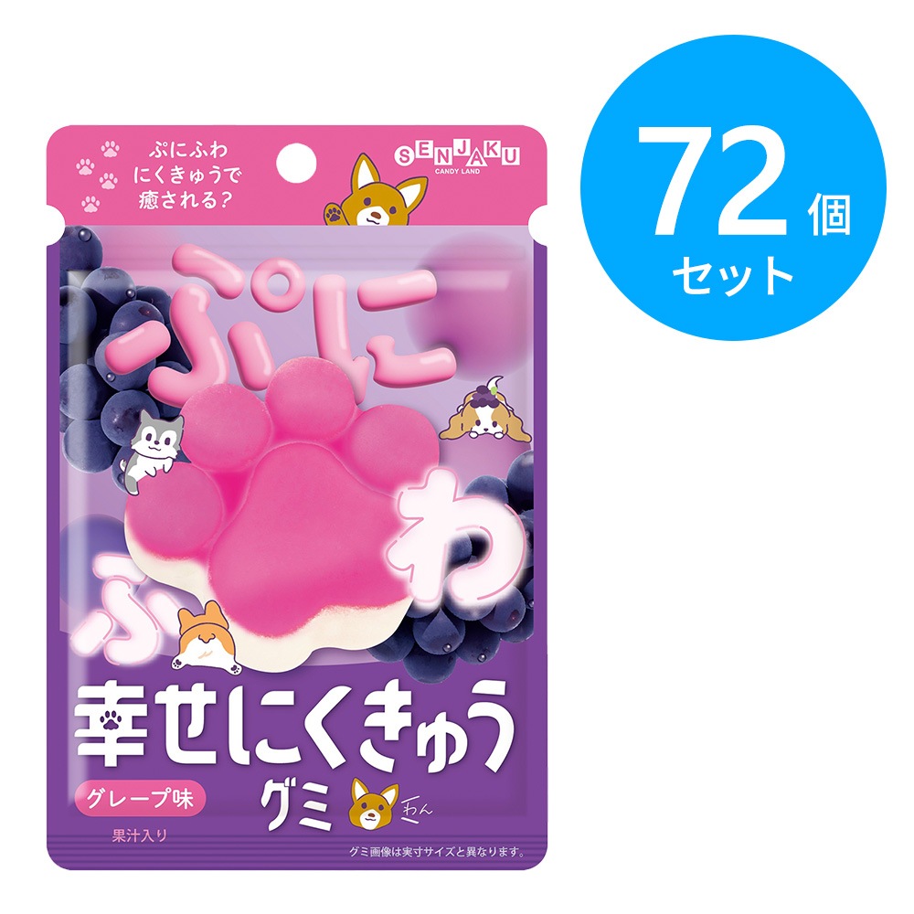 扇雀飴本舗 幸せにくきゅうグミ グレープ味 72個