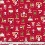 クリスマス生地（布）オーナメント柄（レッド）30cmより|クリスマス生地|生地