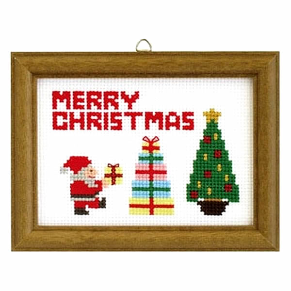 ハンドメイドクロスステッチ クリスマス クロスステッチキット】2L判サイズ クリスマス飾り「ポップ柄