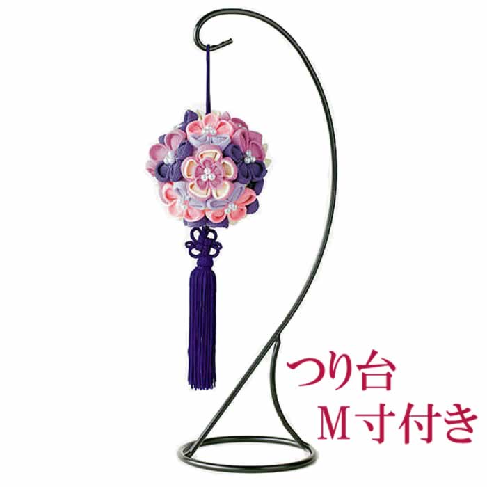 手毬 紫系 花柄 くすぐったかっ 金襴 木目込みまり 置物