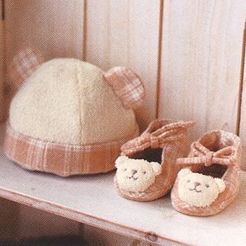 ベビー 手作りオーガニックコットンキット クマの帽子とベビーシューズ ベビーアイテム オーガニックコットンキット オーガニックコットンベビーキット 手芸屋ドットコム