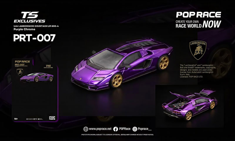 POP RACE × TS Exclusives 1/64 LAMBORGHINI COUNTACH LPI 800-4
