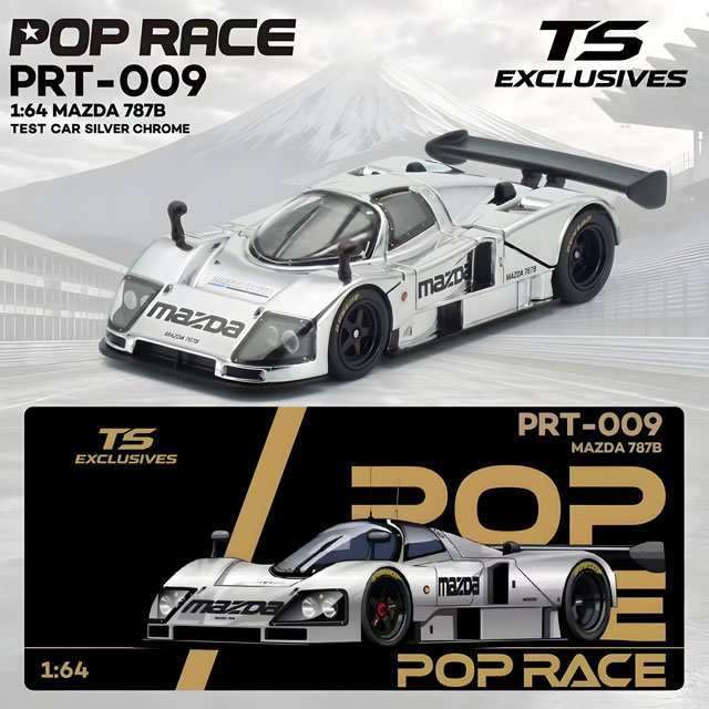 POP RACE × TS Exclusives 1/64 MAZDA 787B TEST CAR SILVER CHROME