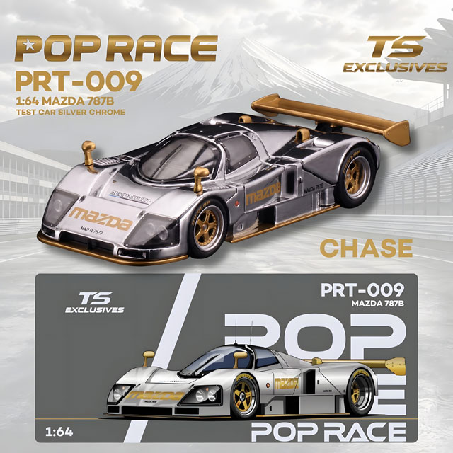 POP RACE × TS Exclusives 1/64 MAZDA 787B TEST CAR SILVER CHROME