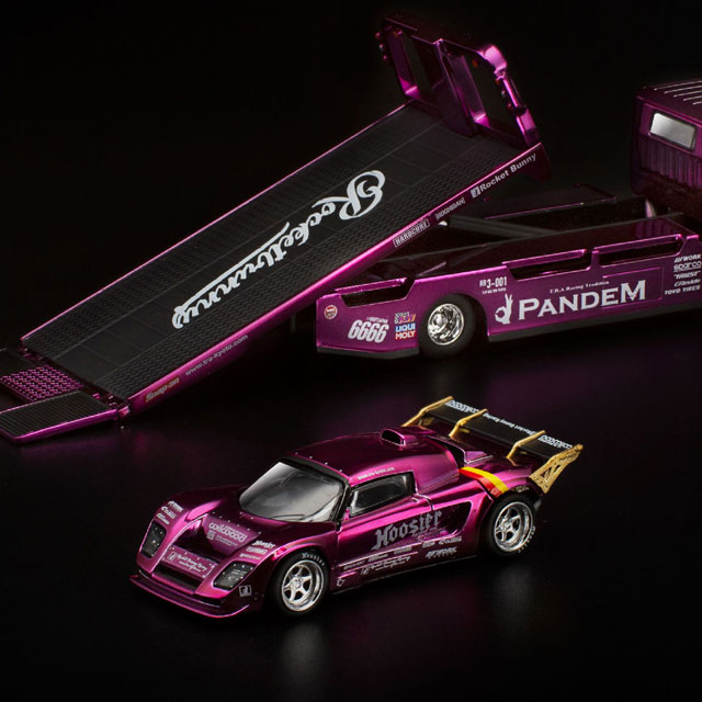 イデー IDEE LOTUS ロータス　廃盤品　貴重　希少 1/64 PANDEM LOTUS ELISE PURPLE CHROME TRUCK SET パンデム ロータス