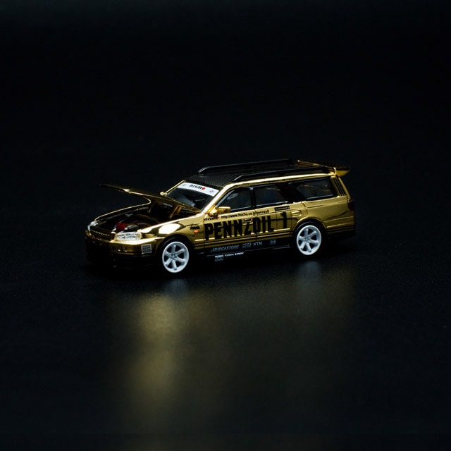 NISSAN STAGEA 日産 ステージア ミニカー カラーサンプル ゴールド 1/64 NISSAN STAGEA GOLD CHROME 日産ステージア ゴールド