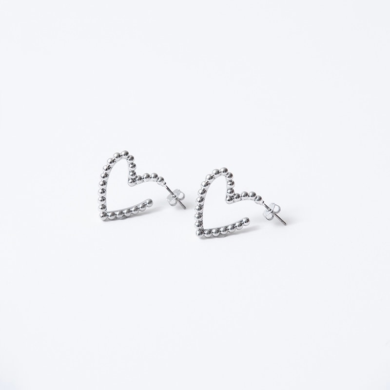 dot heart hoop pierce -silver-