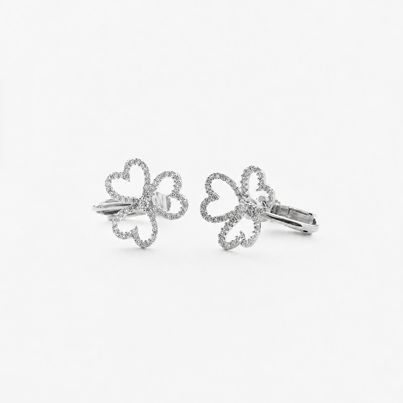 heart clover earring (silver)