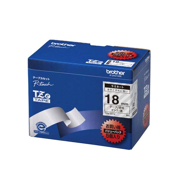 �֥饶�� TZe-141V �ԡ����å��ѥơ��ץ����ȥ�å� ��ߥ͡��ȥơ��� (Ʃ����/����) 18mm  5�ܥѥå�