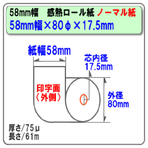 58mm��80�ա�17.5mm �Ρ��ޥ� ��Ǯ�쥸������ �����ޥ������� 80��  ST588017-80K