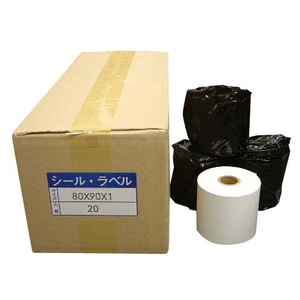 感熱ラベルロール80mm90Φ 20巻 （全面ラベル・裏スリット入)【1巻/891
