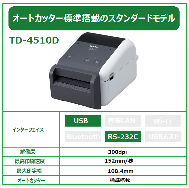 在庫僅少】 ブラザー工業 TD-4420DN 4インチラベル幅感熱ラベルプリンター 203dpi USB 有線LAN RS-232C 