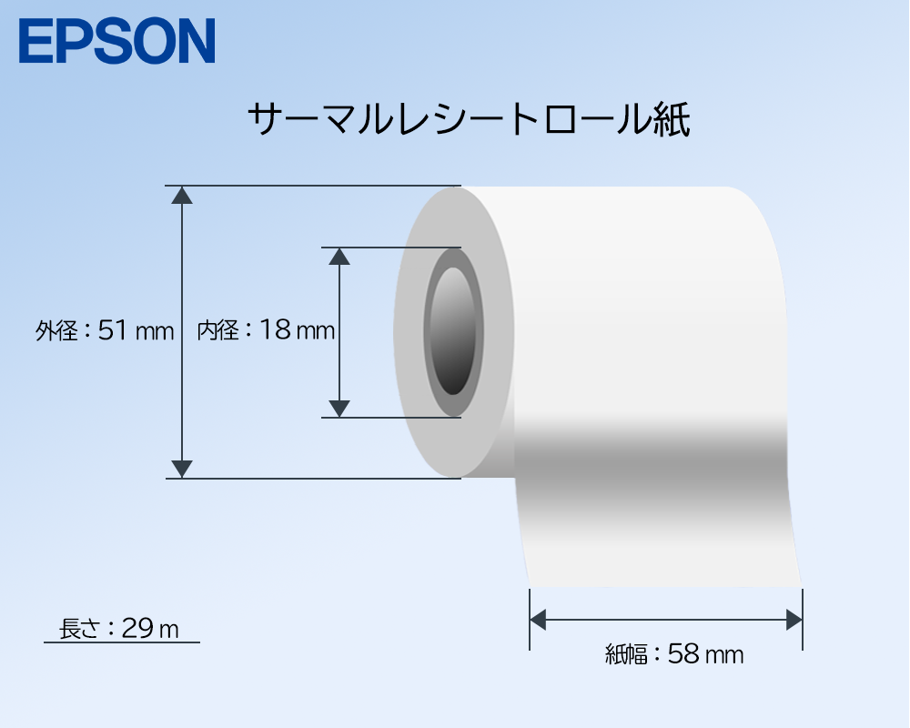 EPSON�� ��Ǯ������� �����ޥ�쥷���ȥ������ ����58mm �� ����51mm 5�� | TRP058-51