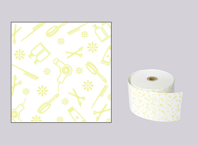 58mm幅ロール紙｜理髪店柄｜イエロー｜8巻