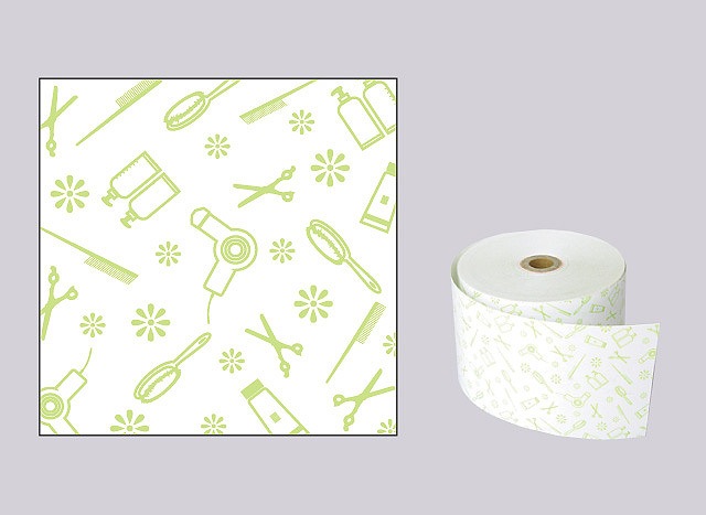 58mm幅ロール紙｜理髪店柄｜グリーン｜8巻