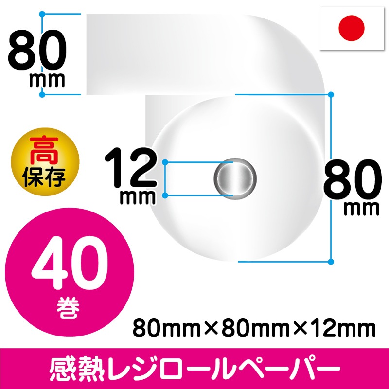 80mm幅感熱レジロール紙｜高保存・40巻｜レジロール紙激安通販ショップ