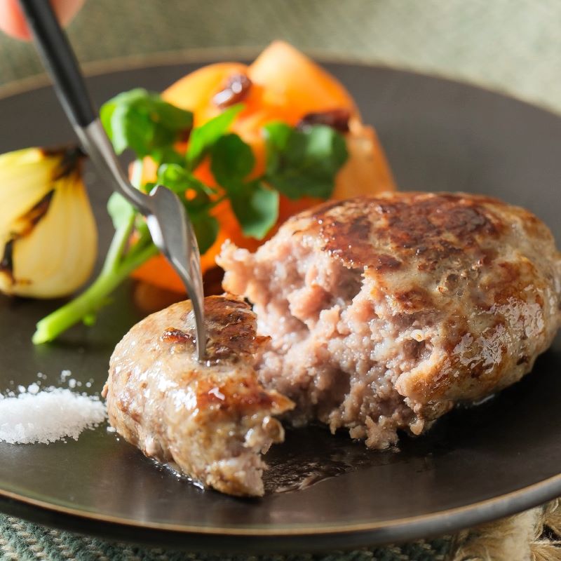 「福山ブランド認定」塩で食べるハンバーグステーキ（生）6個セット ギフト箱込 お歳暮 お年賀 ギフト お祝い 内祝い 熨斗 ネット限定