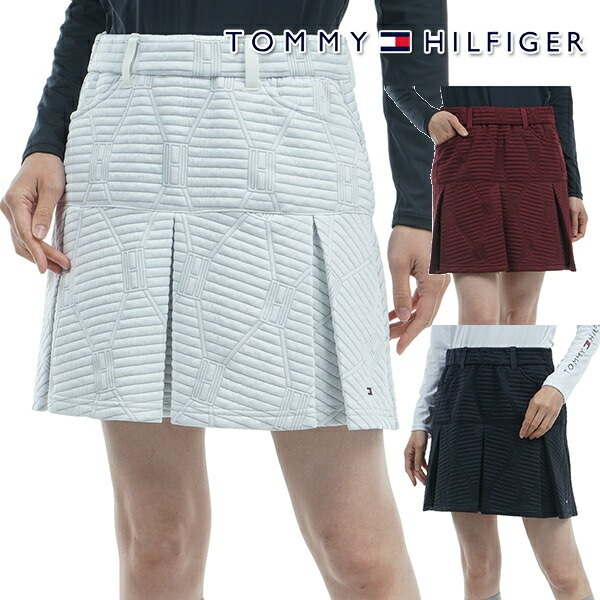 トミーヒルフィガー 2024年秋冬モデル レディース スケルトンフラッグ キルト フレアスカ−ト THLA483【24】