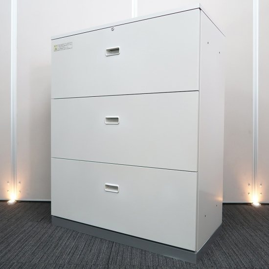【収納キャビネット】中古オフィス家具<br>【3段ラテラル書庫（天板付き）】<br>■ウチダ／SU-Ⅱ（エスユーツー）