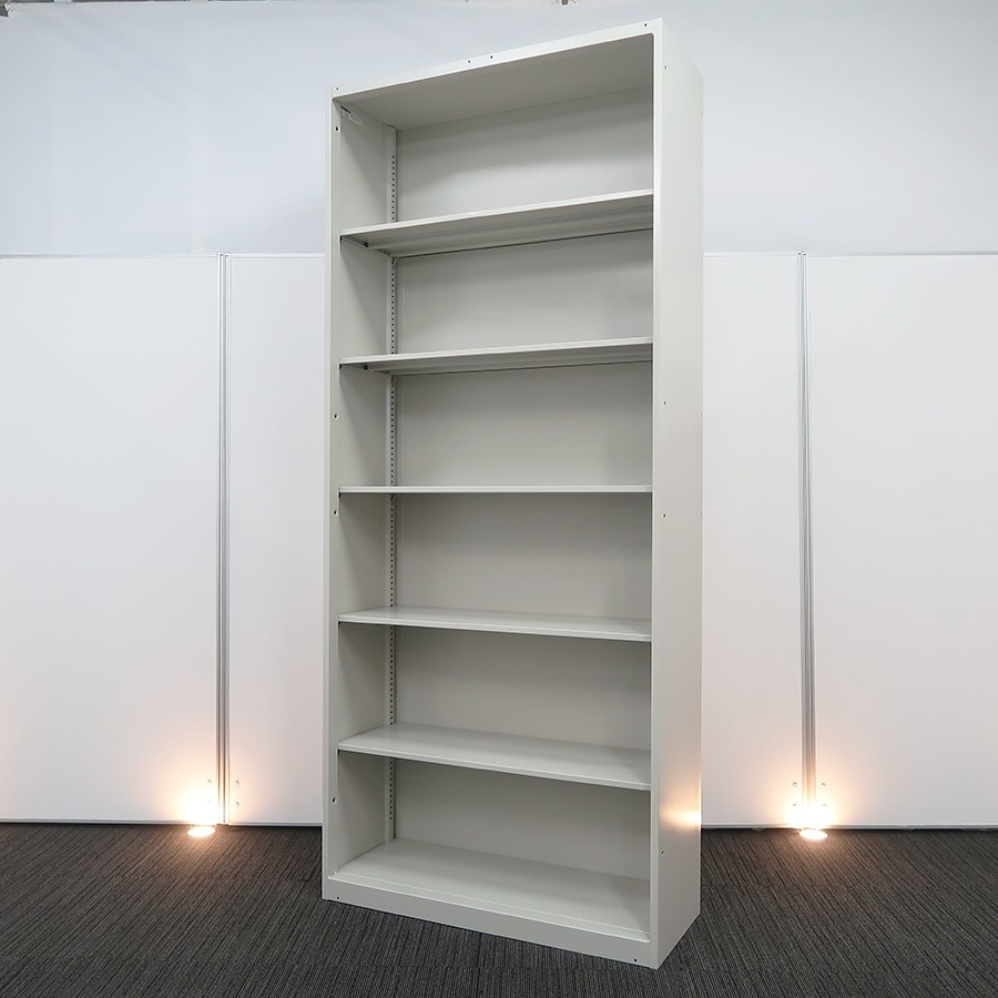 【収納キャビネット】中古オフィス家具<br>【オープン書庫】<br>オカムラ／レクトライン ※ライトスモーク色