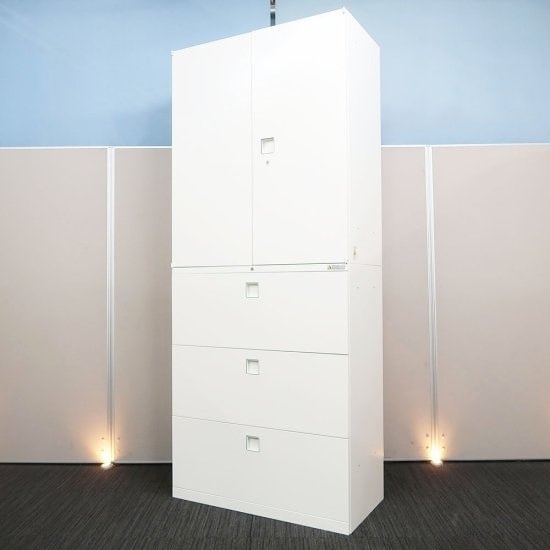 【中古】レクトライン オカムラ 両開き+3段ラテラル書庫 中古 R3843