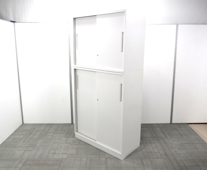 中古オフィス家具 内田洋行 ハイパーストレージ 引き違い上下書庫