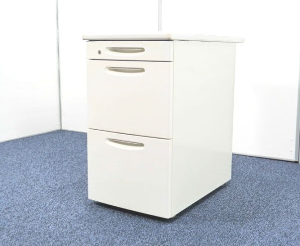 SD-Ⅴ オカムラ 3段脇机 ホワイト 中古 3903