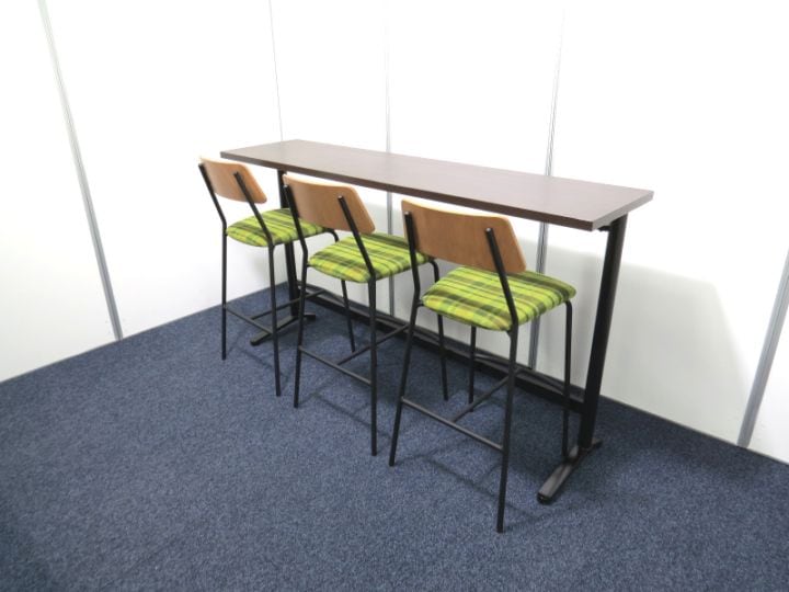 【中古】ハイテーブル＋ハイチェアセット イナバ カウンターテーブル チェアグリーン 中古 P3989