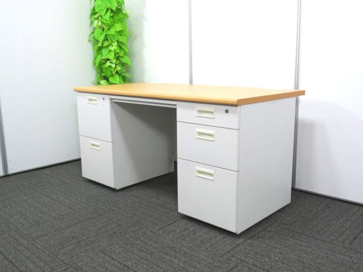 【中古】147両袖机 井上金庫 ホワイト 展示品 S4169