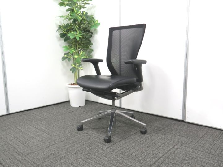 T50エグゼクティブチェア FURSYS/ファシス 可動肘 座本革 中古 Y4190