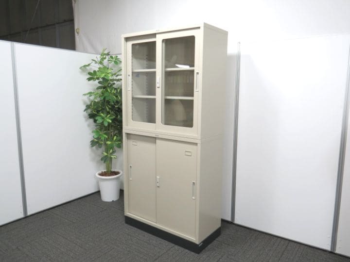 【中古】33上下書庫 東洋事務器 引き違い上下書庫 中古 S4205